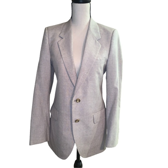 Vintage Yves Saint Laurent Grodins Blazer Taupe Designer Sport Coat Neutral - Picture 1 of 7